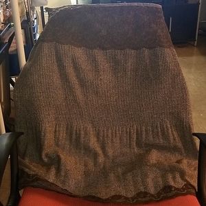 NYC Design Co. Wool Chocolate Skirt. Lace Waist Tummy Concealer.